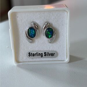 Australian Opal Sterling Silver Stud Earrings